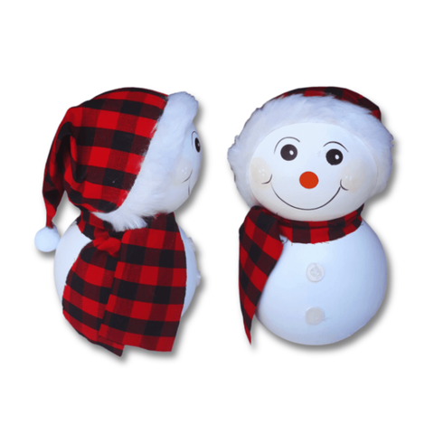 Decoração Casa Festa Natal Boneco Das Neves em Cerâmica:vermelho Preto Xadrez