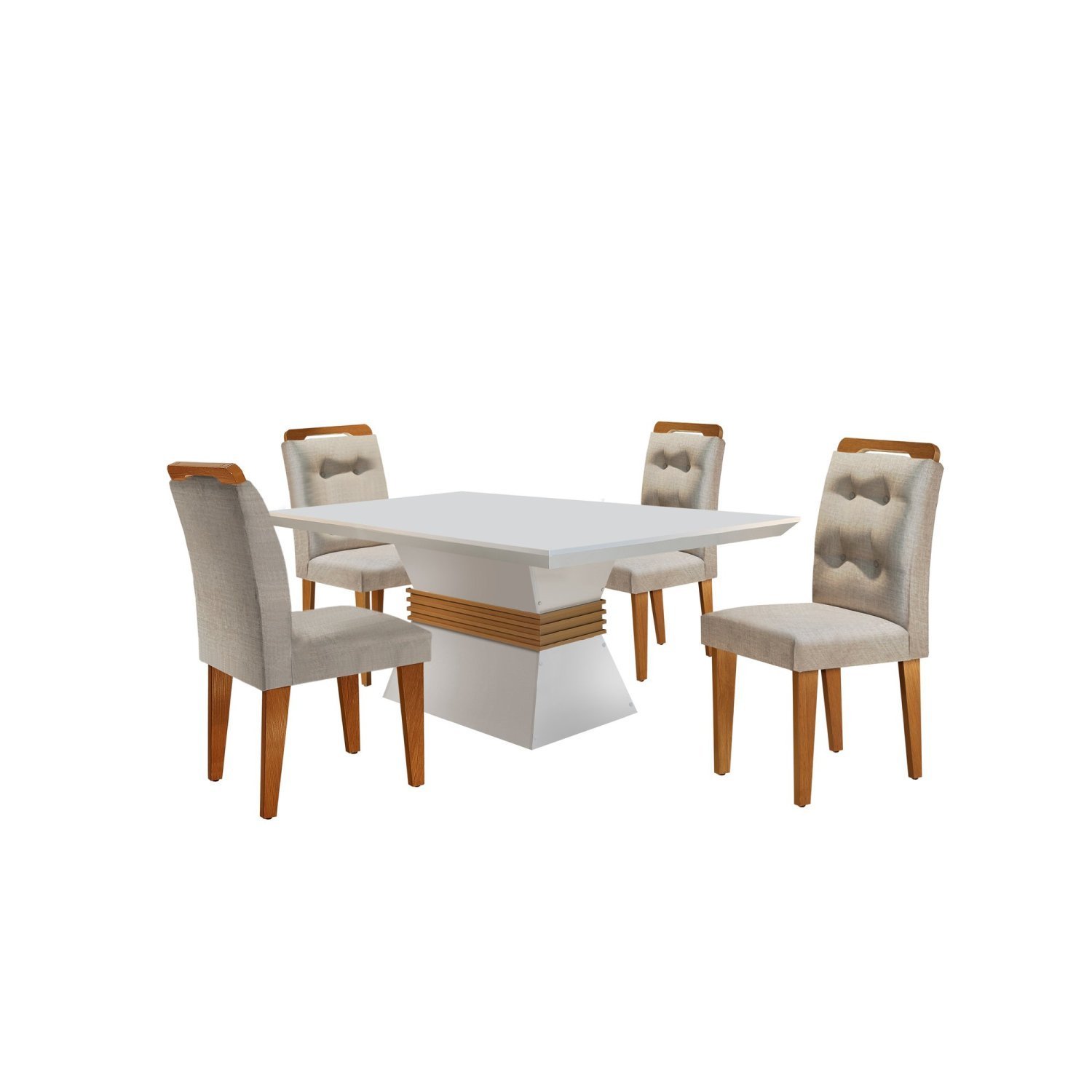 Conjunto Sala de Jantar Mesa 120cm Tampo em MDF Clarice com 4 Cadeiras Valentina Rufato - 2