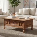 Ver imagem 2 de Mesa de Centro Madeira Maciça 1 Gaveta Carvalho