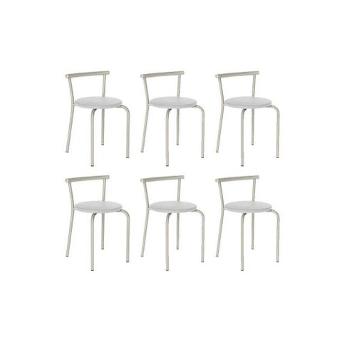 Kit 6 Banquetas de Cozinha 105 6 Uni Prata/courano Branco - Carraro