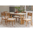 Ver imagem 1 de Conjunto Mesa Mila Premium Madeira Maciça C/ Tampo Madeirado C/ Vidro 180x90cm e 6 Cadeiras Lila