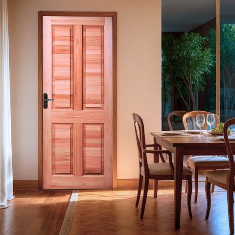 Folha de Porta Maciça em Eucalipto Acabamento Natural 210x82cm PM44 Hagá Cruzeiro Portas