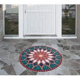 Mandala Indiana Piso Mosaico Vitral Árabe Cerâmico 250cm - 2