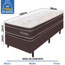 Ver imagem 2 de Cama Box Colchão Solteiro 100% Espuma Dupla Face Antialérgico 88x188x56cm BF Colchões