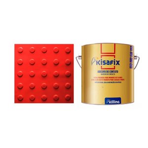 Piso Tátil Alerta Vermelho Pvc Kit 20pçs + 2 Cola 750g