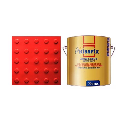 Piso Tátil Alerta Vermelho Pvc Kit 20pçs + 2 Cola 750g