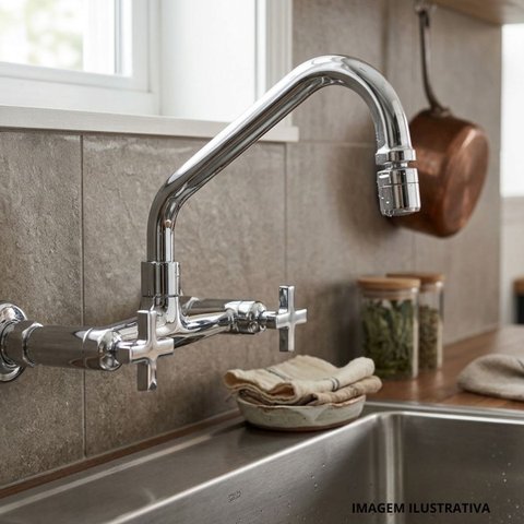 Misturador Cozinha Parede com Arejador Articulável Nya 3003 C 22 1/4V Ba Aap Bl Meber Metais Cromado