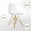 Ver imagem 4 de Mesa Jantar Industrial Quadrada 90cm Preta Base V com 4 Cadeiras Eames Eiffel Brancas Base Dourada