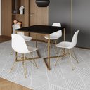 Ver imagem 1 de Mesa Jantar Industrial Quadrada 90cm Preta Base V com 4 Cadeiras Eames Eiffel Brancas Base Dourada
