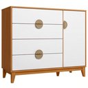 Ver imagem 5 de Cômoda Sapateira Abruzzo A04 1 Porta 4 Gavetas MDF Puxador Meia Lua Cinamomo Branco Lyam Decor
