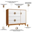 Ver imagem 2 de Cômoda Sapateira Abruzzo A04 1 Porta 4 Gavetas MDF Puxador Meia Lua Cinamomo Branco Lyam Decor
