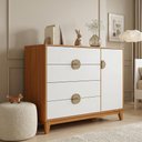 Ver imagem 4 de Cômoda Sapateira Abruzzo A04 1 Porta 4 Gavetas MDF Puxador Meia Lua Cinamomo Branco Lyam Decor
