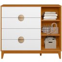 Ver imagem 3 de Cômoda Sapateira Abruzzo A04 1 Porta 4 Gavetas MDF Puxador Meia Lua Cinamomo Branco Lyam Decor