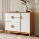 Ver imagem 6 de Cômoda Sapateira Abruzzo A04 1 Porta 4 Gavetas MDF Puxador Meia Lua Cinamomo Branco Lyam Decor