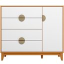 Ver imagem 7 de Cômoda Sapateira Abruzzo A04 1 Porta 4 Gavetas MDF Puxador Meia Lua Cinamomo Branco Lyam Decor