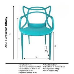 Kit 4 Cadeiras Allegra Indoor e Outdoor Design Atemporal:azul Turquesa - 6