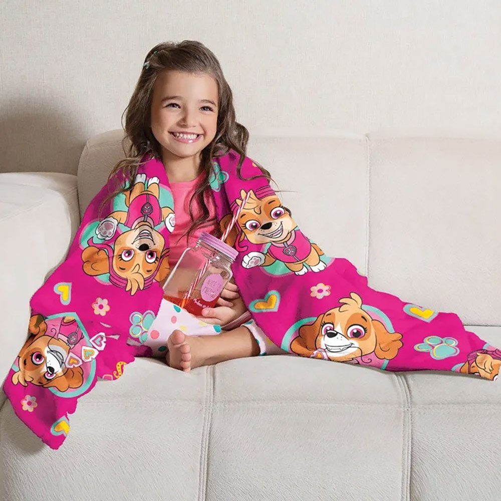 Manta Infantil De Sofá Fleece Personagens Menino Menina Patrulha