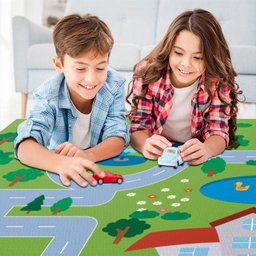 Tapete Pista de Carrinhos Infantil Ilustrado Criança Lona - 2