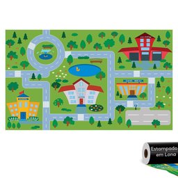 Tapete Pista de Carrinhos Infantil Ilustrado Criança Lona - 1
