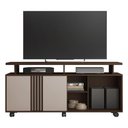 Ver imagem 5 de Rack Sala Humor para Tv com Porta de Correr e Rodizios Cafe/cafe/off White