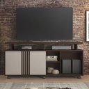 Ver imagem 3 de Rack Sala Humor para Tv com Porta de Correr e Rodizios Cafe/cafe/off White
