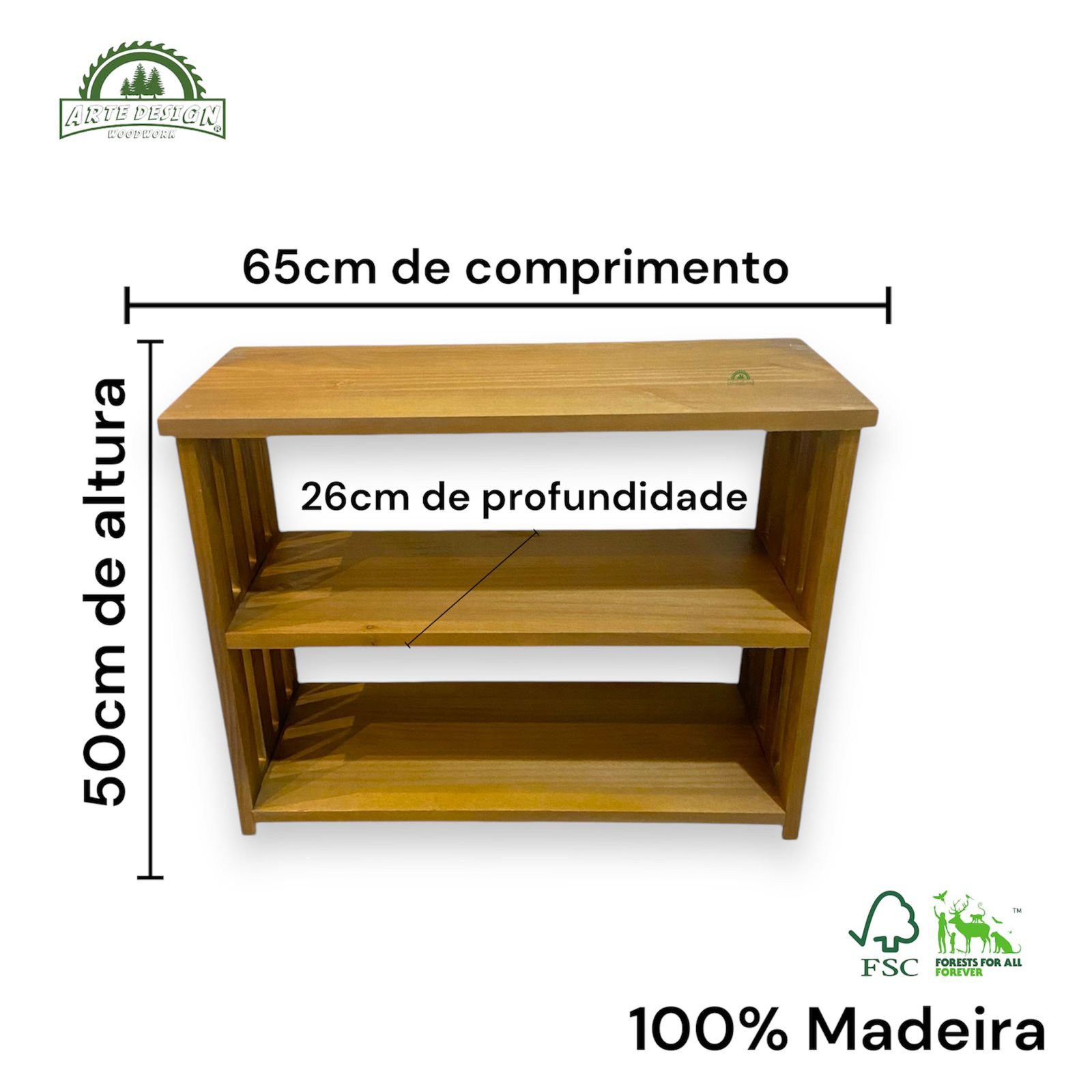 Sapateira Banco Multiuso Auxiliar Porta 100% Madeira Arte Design Wood - Modelo 2 - 2