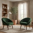 Ver imagem 1 de Kit 2 Poltronas Macia para Sala de Estar Tecido Veludo Elegante Pés de Madeira Resistente