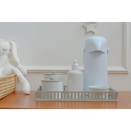 Kit Higiene Porcelana Bebê Bandeja Cinza + Térmica 500 Ml Maternidade - 1