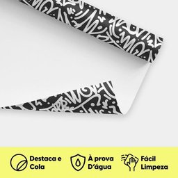 Papel De Parede Adesivo Estilo Grafite Preto Lavável Sala - 4