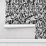 Papel De Parede Adesivo Estilo Grafite Preto Lavável Sala - 3