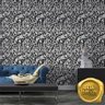 Papel De Parede Adesivo Estilo Grafite Preto Lavável Sala - 2