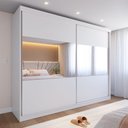 Ver imagem 1 de Guarda Roupa Gavino Casal 2 Portas de Correr com Espelho 238cm Branco Fosco