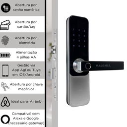 Fechadura Eletrônica Inteligente AGL H30 Bio Bluetooth - 2