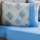 Ver imagem 3 de Jogo de Cama Solteiro Malha 2 Pçs Bella Cama New 88x188cm Azul