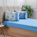 Ver imagem 1 de Jogo de Cama Solteiro Malha 2 Pçs Bella Cama New 88x188cm Azul