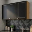 Ver imagem 1 de Armário Aéreo 3 Portas 120cm Conecta Frise Yescasa Cinamomo/Preto