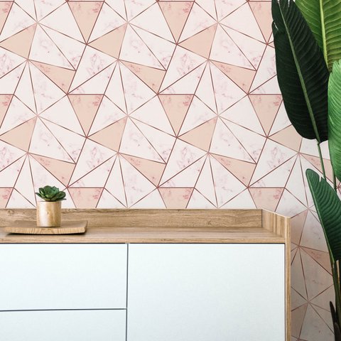 Papel de Parede Adesivo Zara Marmorizado Detalhes Rose 15m