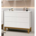 Ver imagem 2 de Cômoda 6 Gavetas Classic New Branco Fosco com Madeira - Reller