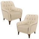 Ver imagem 1 de Kit 2 Poltronas Decorativas para Sala com Capitonê Pietà M22 Linho Champanhe - Mpozenato