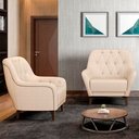 Ver imagem 2 de Kit 2 Poltronas Decorativas para Sala com Capitonê Pietà M22 Linho Champanhe - Mpozenato