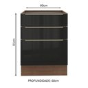 Ver imagem 2 de Balcão Madesa Lux 60 cm 3 Gavetas Rustic/Preto Cor:Rustic/Preto