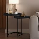 Ver imagem 3 de Kit 02 Mesas de Canto Lateral Decorativa Industrial Sala de Estar 56 Cm Sintético Preto P06 Daisy