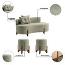 Ver imagem 3 de Conjunto Sofá Curvo Orgânico + 02 Puff Luna Boucle Verde Menta - Montanaris Decor