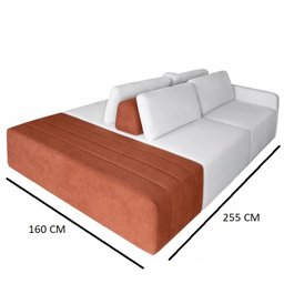 Sofá Ilha Eros Modular com Puff 255 Cm Bouclê Off White/terracota - 3