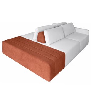 Sofá Ilha Eros Modular com Puff 255 Cm Bouclê Off White/terracota