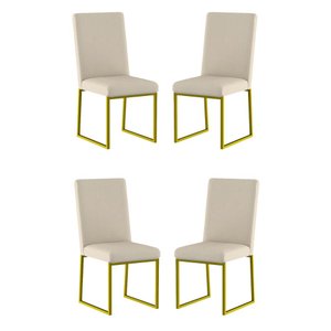 Kit 4 Cadeiras de Jantar com Base Ferro Dourado Luxo Balaqui Cor:bege
