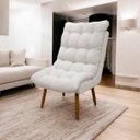 Ver imagem 2 de Poltrona Decorativa para Sala Consultório Clínica Recepção Salão Manicure Sufler Decorativa Linho