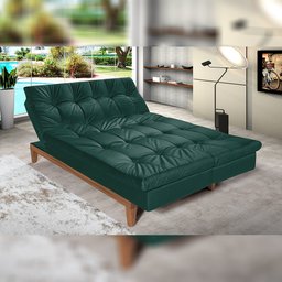 Sofá Cama Reclinável 2 Lugares Change Veludo Verde - Gran Belo - 6