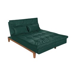 Sofá Cama Reclinável 2 Lugares Change Veludo Verde - Gran Belo - 1