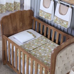 Enxoval de Bebe Kit de Berço Americano Cortina Algodão Menino Menina 7 Peças:safari Bege - 2